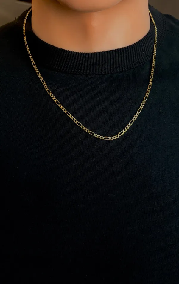PreStyled Sets AB and J jewelry 14k Gold Solid Figaro Chain 3mm