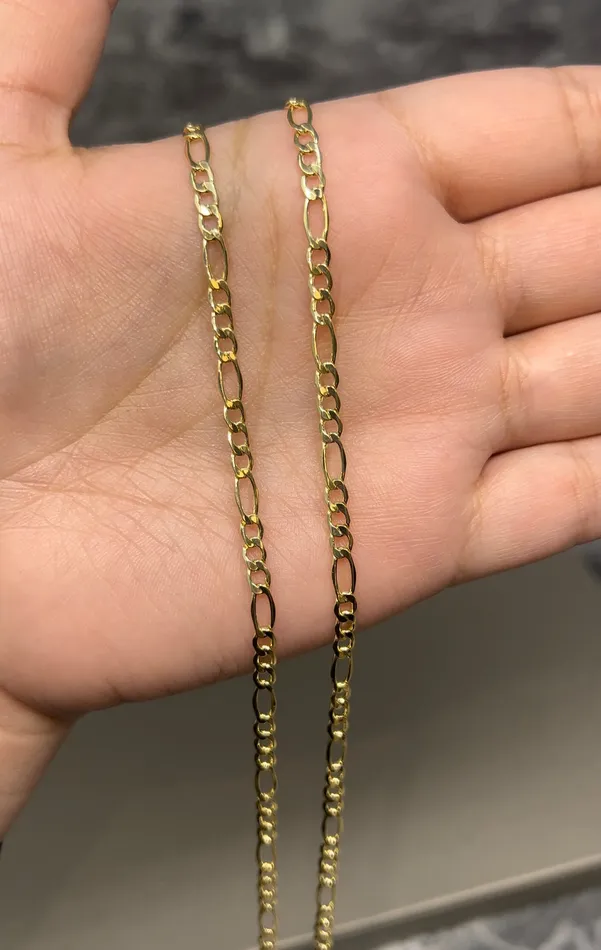 PreStyled Sets AB and J jewelry 14k Gold Solid Figaro Chain 3mm