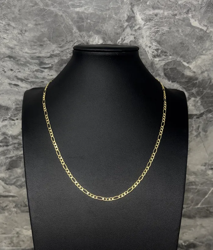 PreStyled Sets AB and J jewelry 14k Gold Solid Figaro Chain 3mm