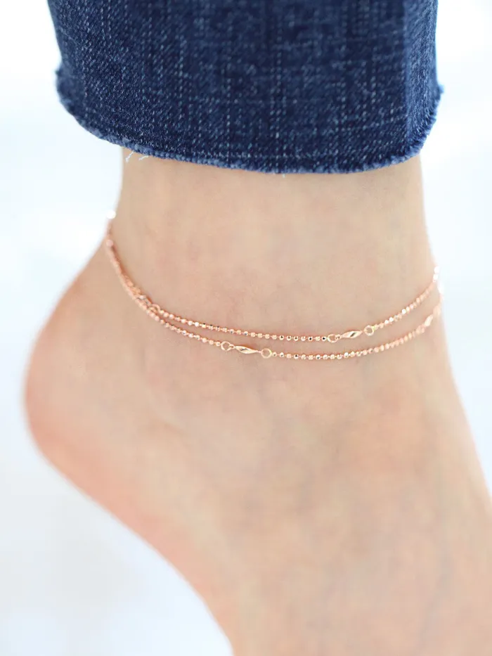 PreStyled Sets MinimalBijoux 14K Gold Cutting Ball Layered Anklet