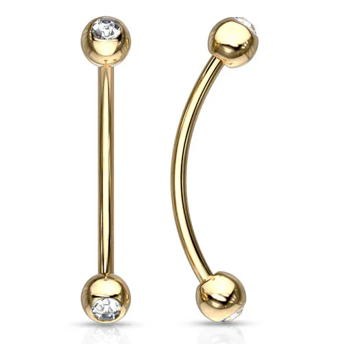 PreStyled Sets Tulsa Body Jewelry 16g Gold CZ Snake Eyes Barbell