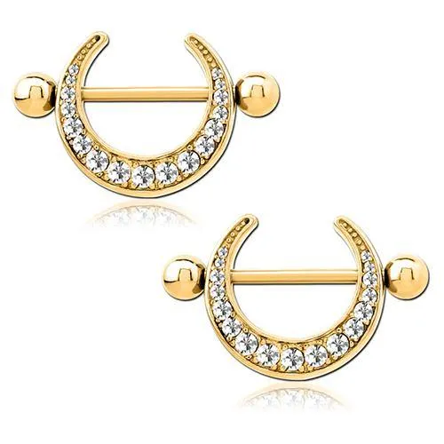 PreStyled Sets Tulsa Body Jewelry CZ Crescent Gold Nipple Shields