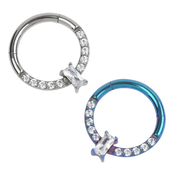 Rectangle Pave Titanium Hinged Ring Tulsa Body Jewelry Rings