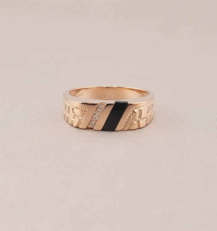 Rings 14K Gold Nugget Mens Ring RG1539 AB and J