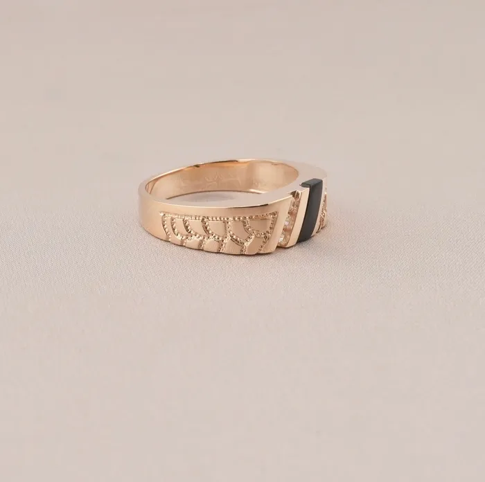 Rings 14K Gold Nugget Mens Ring RG1539 AB and J Rings 14K Gold Nugget Mens Ring RG1539 AB and J