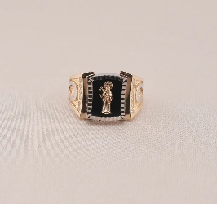 Rings AB and J 14K Gold Santa Muerte Mens Ring RG3366 Rings AB and J 14K Gold Santa Muerte Mens Ring RG3366