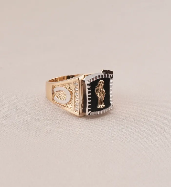 Rings AB and J 14K Gold Santa Muerte Mens Ring RG3366 Rings AB and J 14K Gold Santa Muerte Mens Ring RG3366