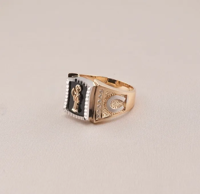 Rings AB and J 14K Gold Santa Muerte Mens Ring RG3366 Rings AB and J 14K Gold Santa Muerte Mens Ring RG3366