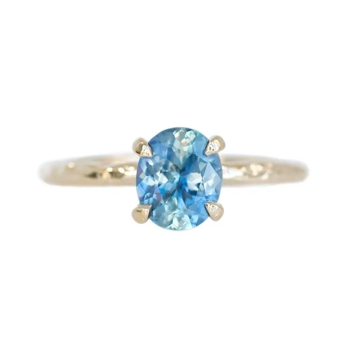Rings Anueva Jewelry 134ct Oval Watercolor Blue Sapphire Engagement Ring in 14k Yellow Gold Evergreen Solitaire Rings Anueva Jewelry 134ct Oval Watercolor Blue Sapphire Engagement Ring in 14k Yellow Gold Evergreen Solitaire