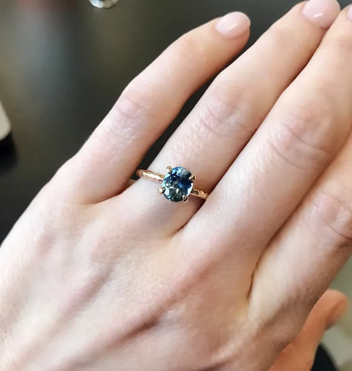 Rings Anueva Jewelry 134ct Oval Watercolor Blue Sapphire Engagement Ring in 14k Yellow Gold Evergreen Solitaire