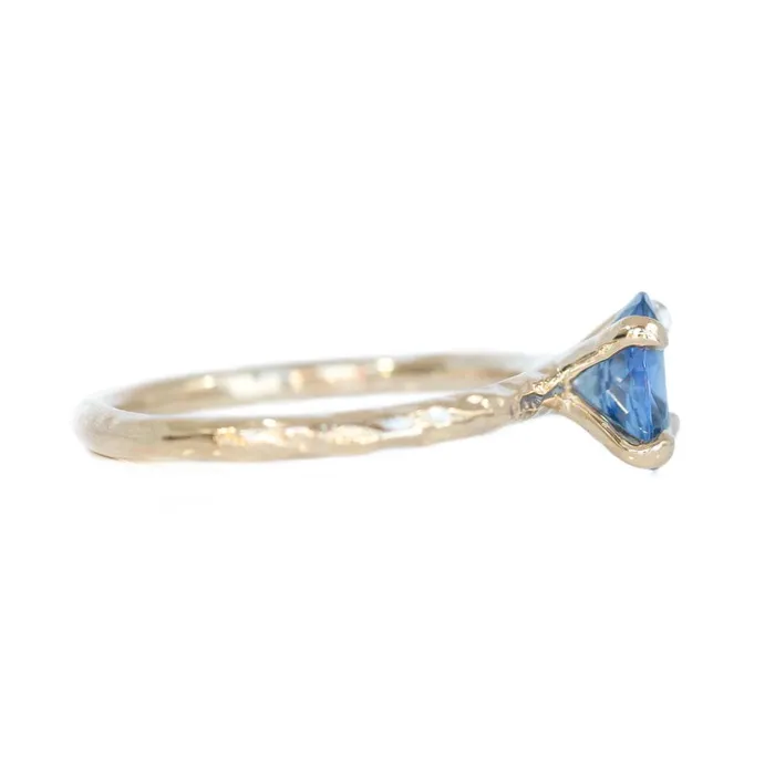 Rings Anueva Jewelry 134ct Oval Watercolor Blue Sapphire Engagement Ring in 14k Yellow Gold Evergreen Solitaire