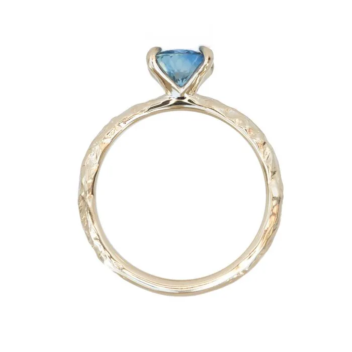 Rings Anueva Jewelry 134ct Oval Watercolor Blue Sapphire Engagement Ring in 14k Yellow Gold Evergreen Solitaire