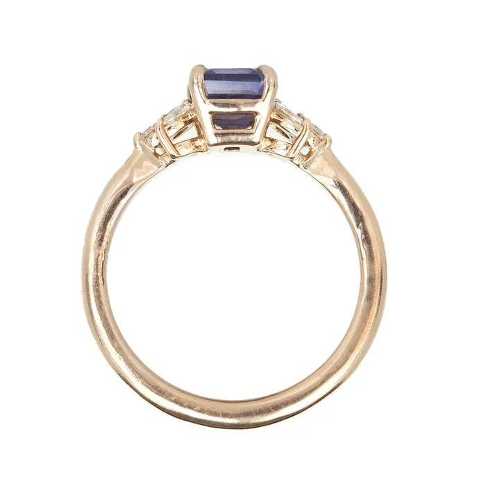 Rings Anueva Jewelry 168ct Pink Emerald Cut Sapphire With Cluster Diamond Side Ring In 14k Rose Gold