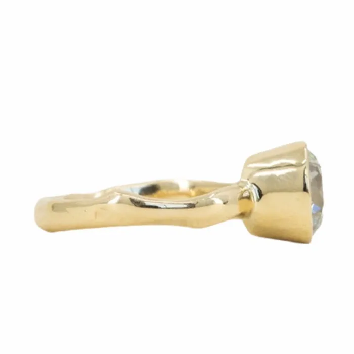 Rings Anueva Jewelry 241ct Light Grey Diamond Bezel Set Ring with Organic Alluvial Band In 14k Yellow Gold