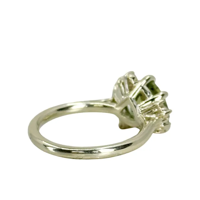 Rings Dudley Blauwet Gems 328ct Pear Untreated Montana Sapphire and Diamond Asymmetrical Cluster Ring in 14k Green Gold