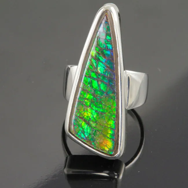 Rings Fossilized Ammolite Ring in Sterling Silver Moriartys Gem Art