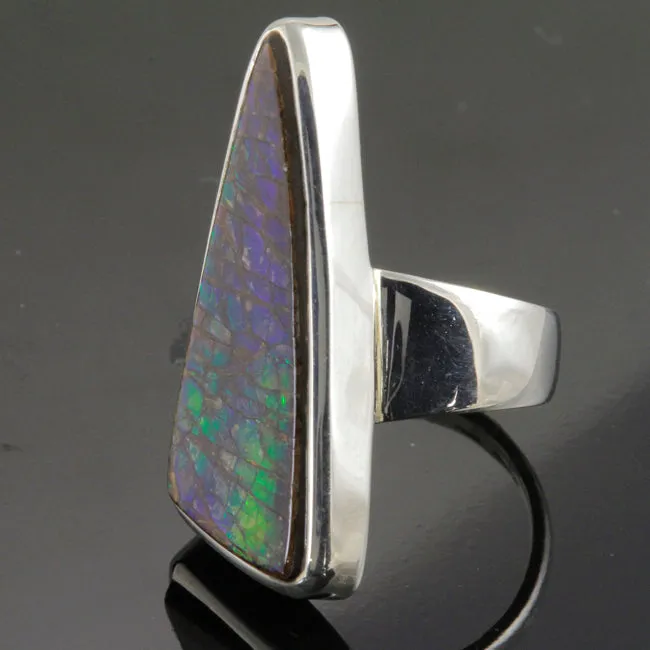 Rings Fossilized Ammolite Ring in Sterling Silver Moriartys Gem Art