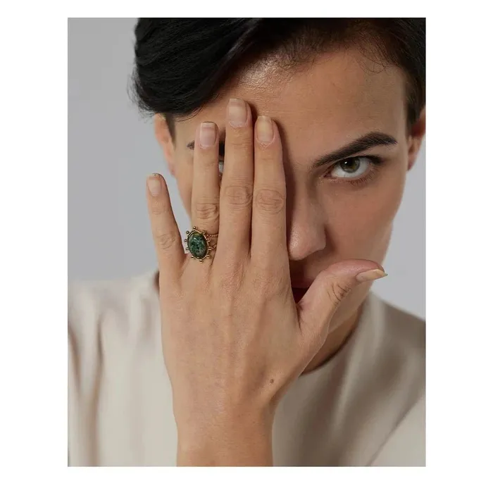 Rings Mabel Love Co Moss Agate Ring