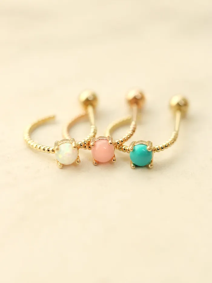 Rings MinimalBijoux 14K Gold Simple Cubic Half Ring Cartilage Earring 20G18G16G