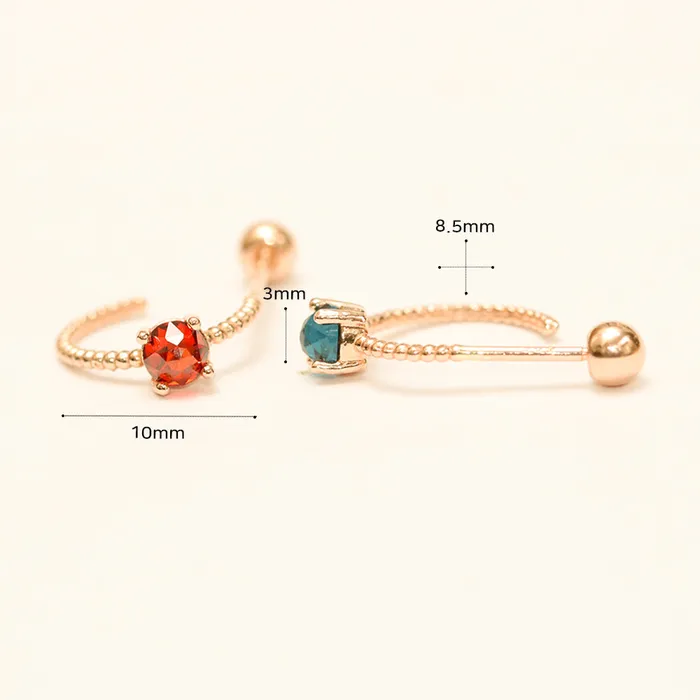Rings MinimalBijoux 14K Gold Simple Cubic Half Ring Cartilage Earring 20G18G16G