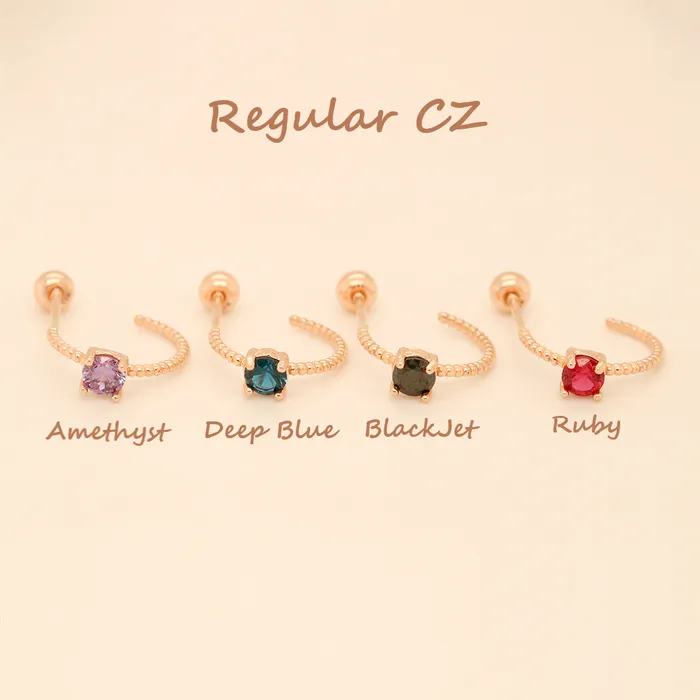 Rings MinimalBijoux 14K Gold Simple Cubic Half Ring Cartilage Earring 20G18G16G