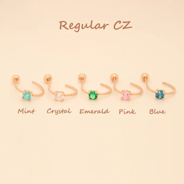 Rings MinimalBijoux 14K Gold Simple Cubic Half Ring Cartilage Earring 20G18G16G