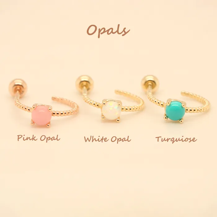 Rings MinimalBijoux 14K Gold Simple Cubic Half Ring Cartilage Earring 20G18G16G
