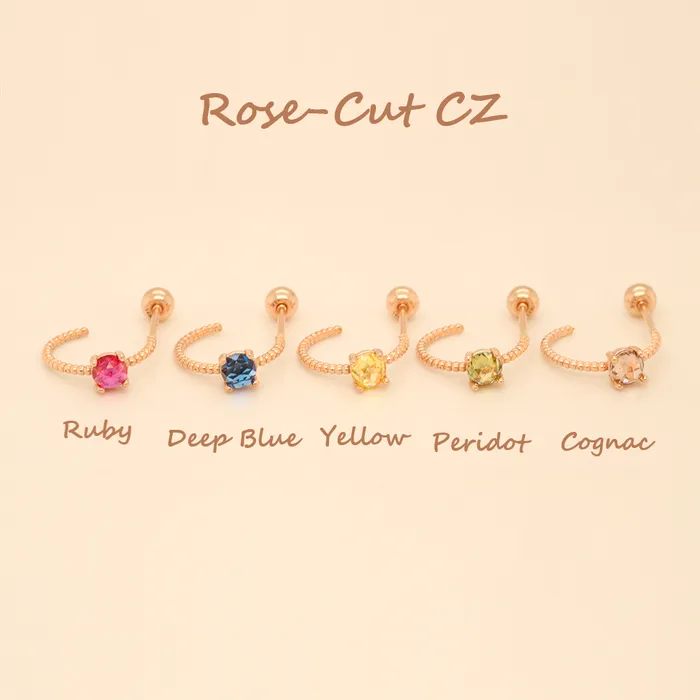 Rings MinimalBijoux 14K Gold Simple Cubic Half Ring Cartilage Earring 20G18G16G