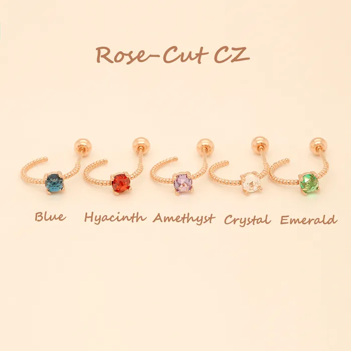 Rings MinimalBijoux 14K Gold Simple Cubic Half Ring Cartilage Earring 20G18G16G