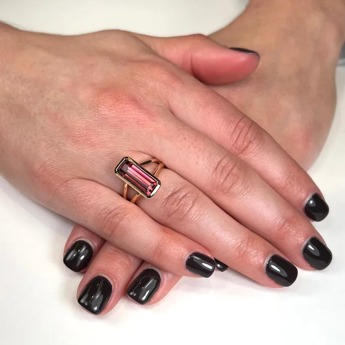 Rings Moriartys Gem Art 14K Rose Gold 497 Carat Pink Tourmaline Ring Designed by Christopher Michael