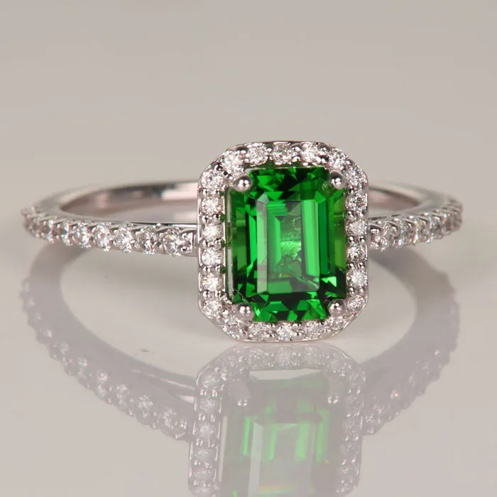 Rings Moriartys Gem Art 14K White Gold Chrome Tourmaline Diamond Halo Ring 138cts Rings Moriartys Gem Art 14K White Gold Chrome Tourmaline Diamond Halo Ring 138cts
