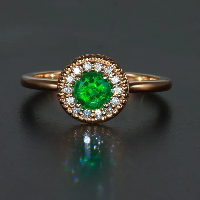 Rings Moriartys Gem Art 14K Yellow Gold Round Emerald Halo Ring 48 Carats Rings Moriartys Gem Art 14K Yellow Gold Round Emerald Halo Ring 48 Carats