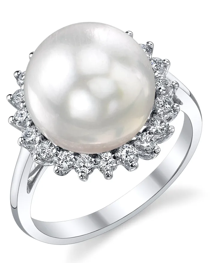 Rings SPT White South Sea Pearl Diamond Adoration Cocktail Ring