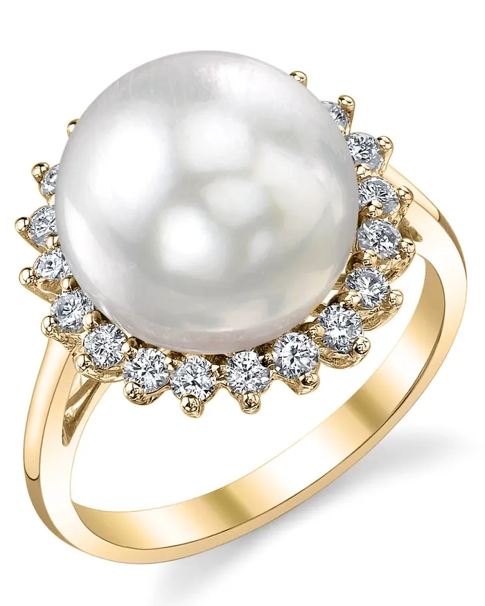 Rings SPT White South Sea Pearl Diamond Adoration Cocktail Ring