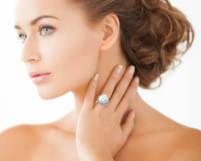 Rings SPT White South Sea Pearl Diamond Adoration Cocktail Ring