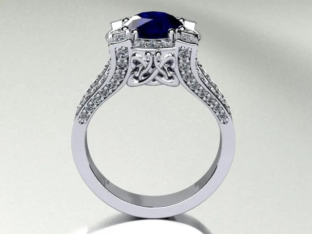 Rings vendorunknown Custom Ring With Rare Natural Color Blue Sapphire 265 Carat