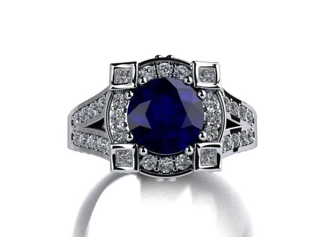 Rings vendorunknown Custom Ring With Rare Natural Color Blue Sapphire 265 Carat