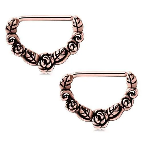 Rose Rose Gold Nipple Clickers Tulsa Body Jewelry Earrings