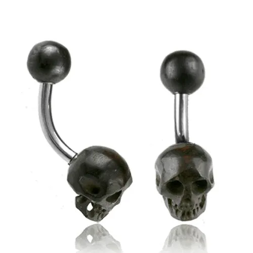 Skull Carved Horn Belly Barbell Tulsa Body Jewelry Rings