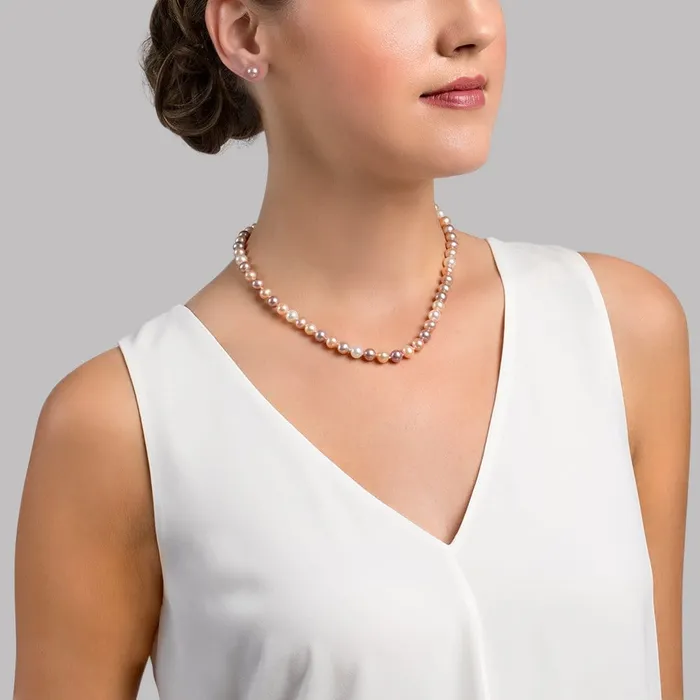 SPT Necklaces 7075mm Freshwater Multicolor Pearl Necklace AAAA Quality
