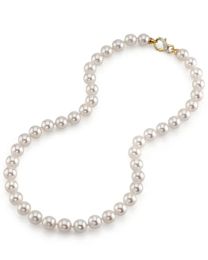 SPT Necklaces White Japanese Hanadama Akoya Pearl Necklace 9095mm