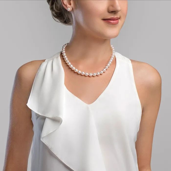 SPT Necklaces White Japanese Hanadama Akoya Pearl Necklace 9095mm