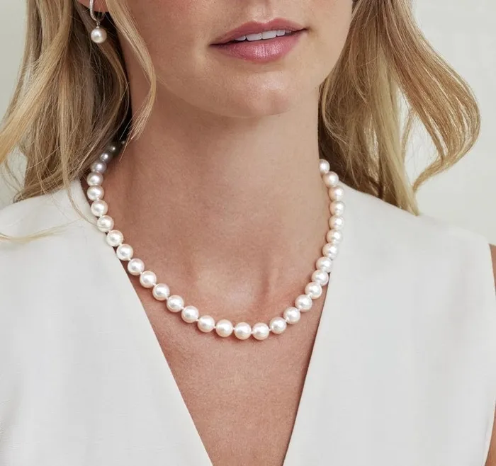 SPT Necklaces White Japanese Hanadama Akoya Pearl Necklace 9095mm