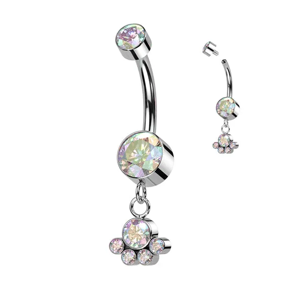 Tulsa Body Jewelry Charm Necklaces Cluster CZ Titanium Belly Dangle Tulsa Body Jewelry Charm Necklaces Cluster CZ Titanium Belly Dangle
