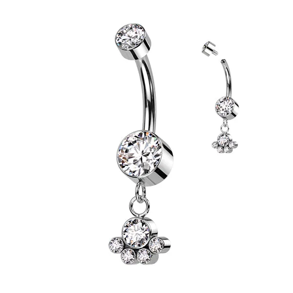 Tulsa Body Jewelry Charm Necklaces Cluster CZ Titanium Belly Dangle Tulsa Body Jewelry Charm Necklaces Cluster CZ Titanium Belly Dangle