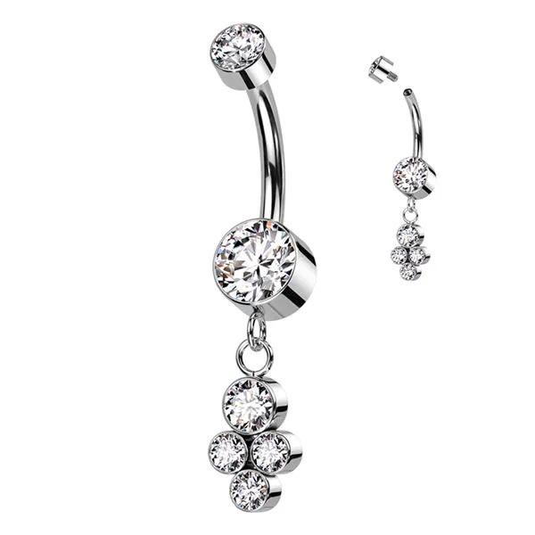 Tulsa Body Jewelry Charm Necklaces Cluster CZ Titanium Belly Dangle Tulsa Body Jewelry Charm Necklaces Cluster CZ Titanium Belly Dangle