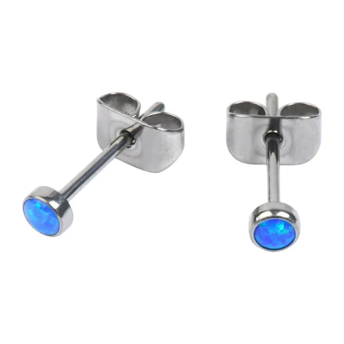 Tulsa Body Jewelry Earrings 3mm Opal Titanium Stud Earrings