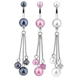 Tulsa Body Jewelry Earrings Triple Pearl Belly Dangle