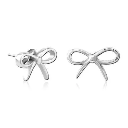 Tulsa Body Jewelry Large Bow Stainless Stud Earrings Earrings