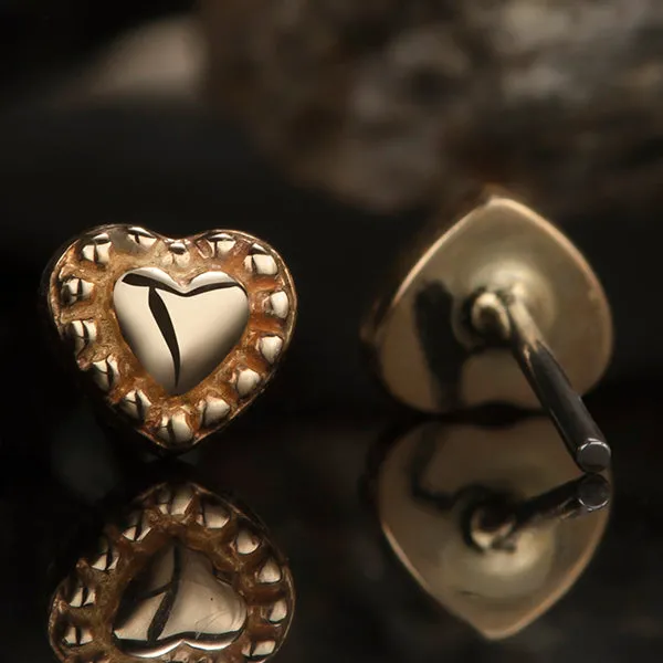Tulsa Body Jewelry Necklaces Milgrain Heart 14k Threadless End